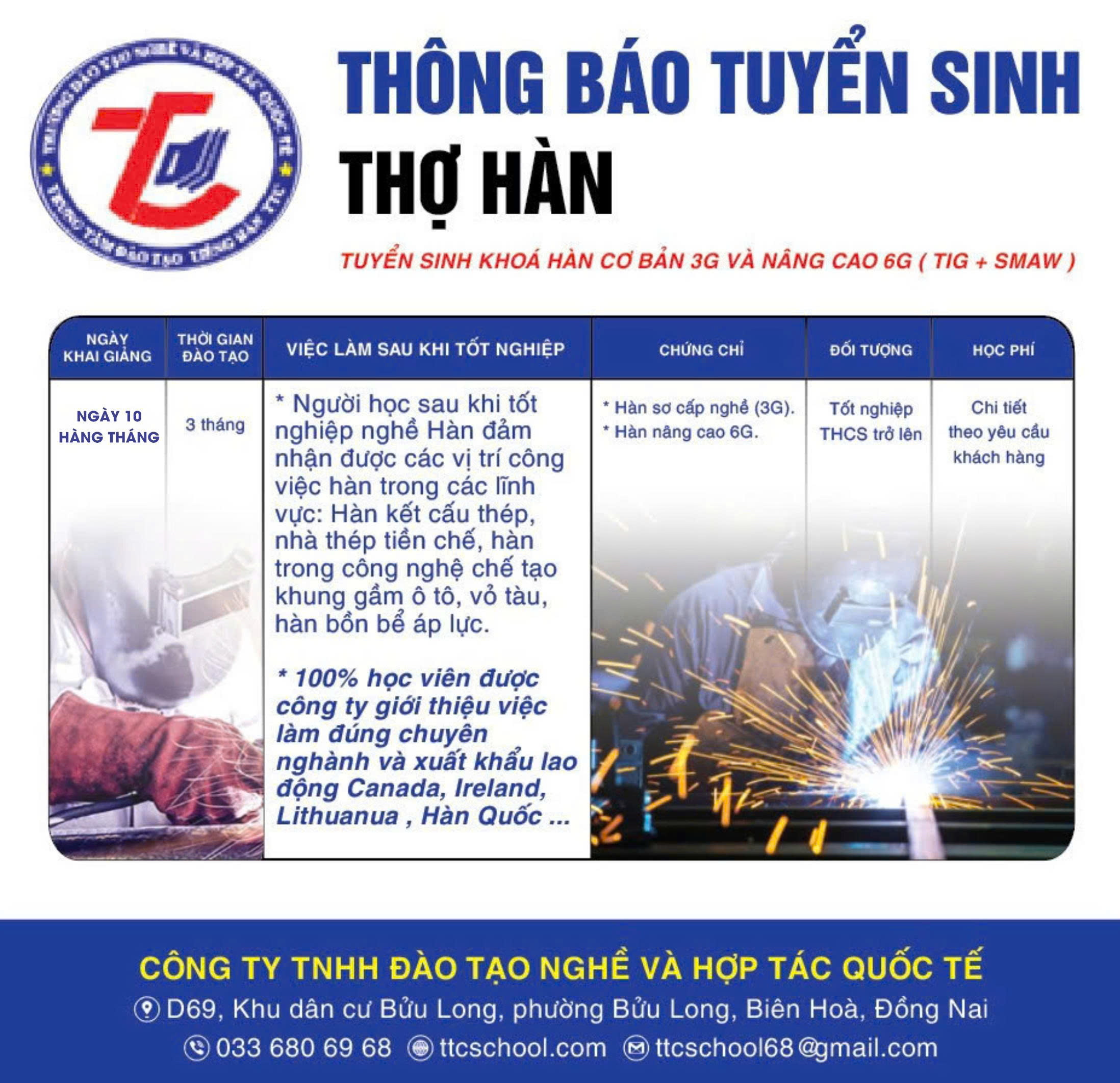 tuyển sinh thợ hàn 2026